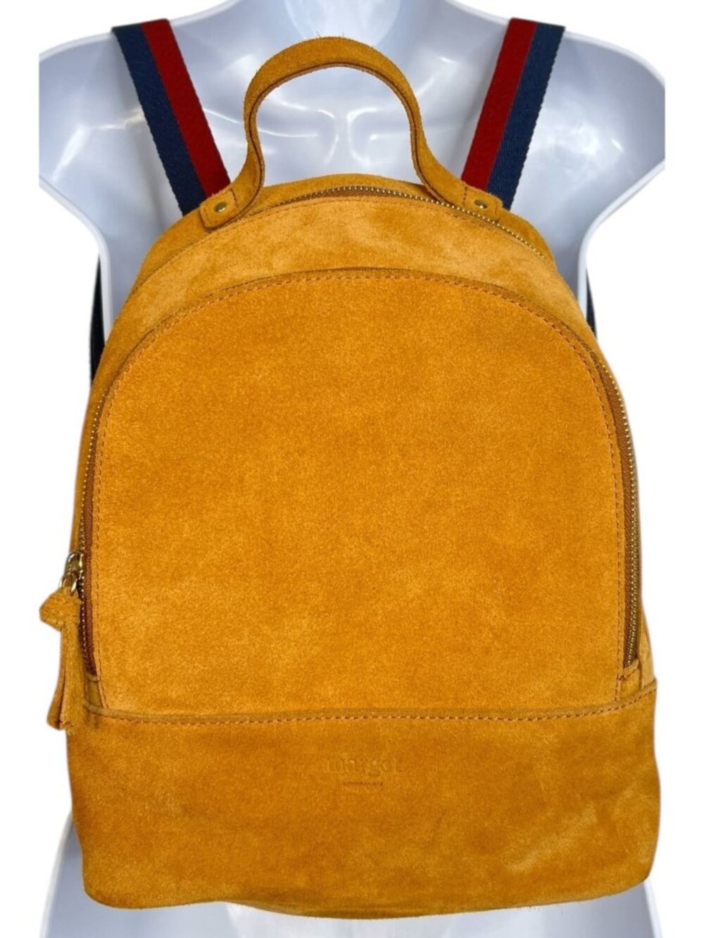 Margot New York Kimmie Suede Backpack Camel Tan Adjustable Woven Straps